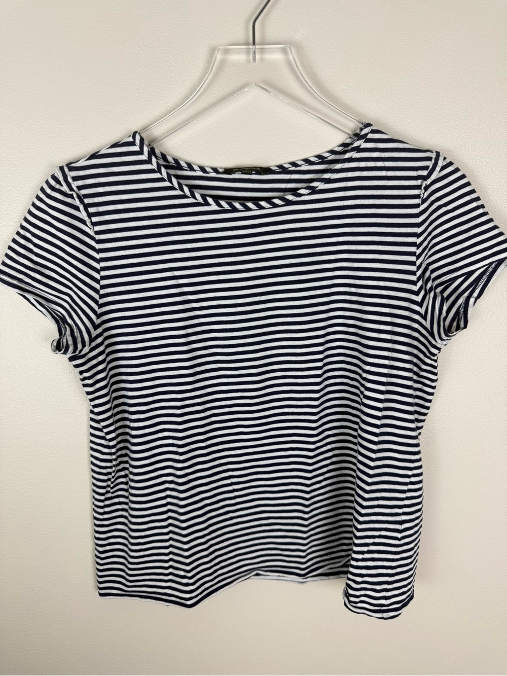 Massimo Dutti Navy & White Striped Short Sleeve Tee